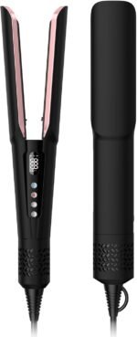 slopehill 2-in-1 Hair Straightener and Blow Dryer, Professional Flat Iron with High-Speed Airflow Technology for Straight, Smooth Hair (Black)