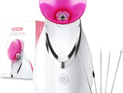 EZBASICS Facial Steamer, Nano Ionic Warm Mist for Facial Deep Cleaning Pink