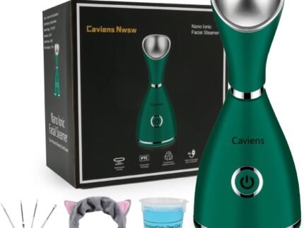 Facial Steamer-Nano Ionic Facial Steamer Warm Mist Humidifier Atomizer Sprayer Moisturizing Face Steamer Home Sauna SPA Face with 4 Piece Stainless Steel Skin Kit and Hair Band(Green)
