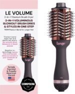 L’ANGE HAIR Le Volume 2-in-1 Titanium Blow Dryer Brush | Frizz Control Blowout Hair Dryer Brush for Drying and Styling | Volumizing Hot Air Styler for All Hairstyles | Oval Barrel | Black – 75mm