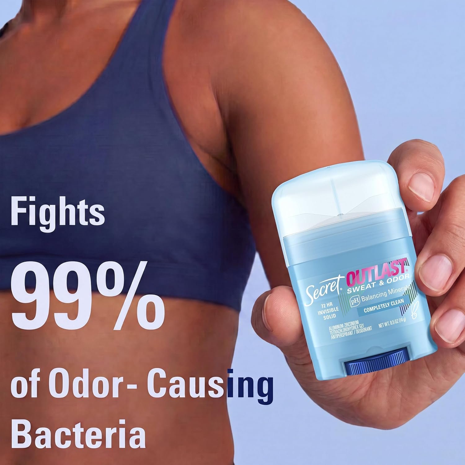 1789653651 Secret Outlast Antiperspirant Deodorant for Women 72hr Sweat Odor Protection PH Balancing Minerals Invisible Solid Completely Clean Scent Travel Size 0.5 oz
