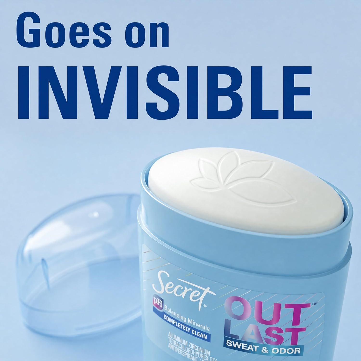 1789653654 Secret Outlast Antiperspirant Deodorant for Women 72hr Sweat Odor Protection PH Balancing Minerals Invisible Solid Completely Clean Scent Travel Size 0.5 oz