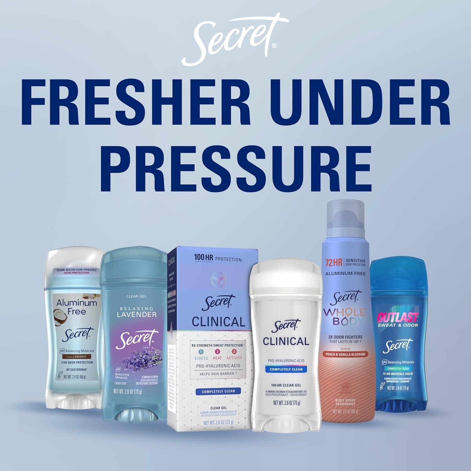 1789653660 Secret Outlast Antiperspirant Deodorant for Women 72hr Sweat Odor Protection PH Balancing Minerals Invisible Solid Completely Clean Scent Travel Size 0.5 oz