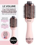 L’ANGE HAIR Le Volume 2-in-1 Titanium Blow Dryer Brush | Frizz Control Blowout Hair Dryer Brush for Drying and Styling | Volumizing Hot Air Styler for All Hairstyles | Oval Barrel | Blush – 75mm