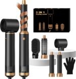 Hair Dryer Brush 5 in 1, Blow Dryer Brush Set with Air Curler Wrap Hair Styler, Negative Ionic Blow Dry Brush, Detachable Hair Tool for Curling, Volumizer,Straightener,Drying