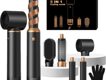 Hair Dryer Brush 5 in 1, Blow Dryer Brush Set with Air Curler Wrap Hair Styler, Negative Ionic Blow Dry Brush, Detachable Hair Tool for Curling, Volumizer,Straightener,Drying