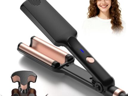 Crimper Hair Tool, Mini Hair Crimper for Women Heating up 390°F, Waver Curling Iron with Negative Ions, Double Voltage Crimping Iron for All Style (9.5 Inch/1.5 Inch)