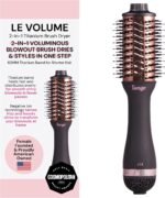 L’ANGE HAIR Le Volume 2-in-1 Titanium Blow Dryer Brush | Frizz Control Blowout Hair Dryer Brush for Drying and Styling | Volumizing Hot Air Styler for All Hairstyles | Oval Barrel | Black – 60mm
