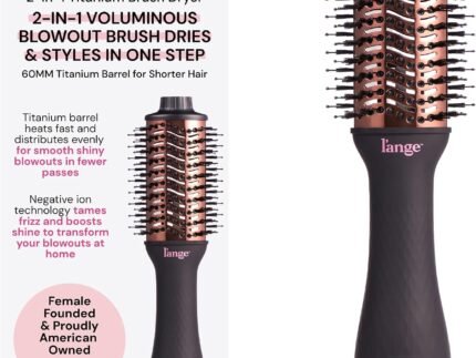 L’ANGE HAIR Le Volume 2-in-1 Titanium Blow Dryer Brush | Frizz Control Blowout Hair Dryer Brush for Drying and Styling | Volumizing Hot Air Styler for All Hairstyles | Oval Barrel | Black – 60mm