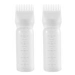 Pimoys 2Pcs 6Oz Root Comb Hair Dye Oil Applicator Bottles For Scalp, White