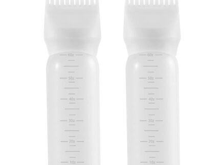 Pimoys 2Pcs 6Oz Root Comb Hair Dye Oil Applicator Bottles For Scalp, White