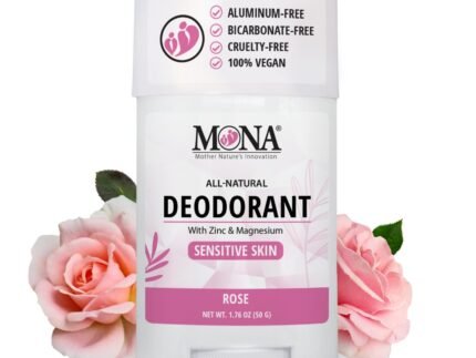 MONA BRANDS All Natural Deodorant For Women & Men | For Sensitive Skin | No Aluminum or Baking Soda | (ROSE 1.76 Oz)