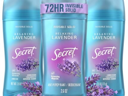Secret Fresh Antiperspirant Deodorant for Women, 72hr Breathable Sweat & Odor Protection, Instant Freshness & Gentle, PH Balancing Mineral, Invisible Solid, Relaxing Lavender Scent, 2.6 oz (Pack of 3)