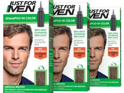 JUST FOR MEN Shampoo-In Color, Hair Color, Medium Brown H-35 (3 Pack)