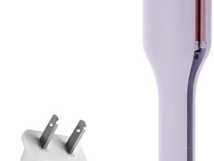 Curling Iron Hair Crimper Waver – Siman Song Beach Waves Curling Wand, Ionic Deep Waver Hair Curler Tool with Ceramic 2 Barrel for Women, Dual Voltage, Anti-Scald, Easy to Use,（Purple