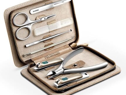 MR.GREEN Manicure Sets Pedicure Kits Stainless Steel Nail Clipper Personal Care Tools with PU Leather Case (Gray)