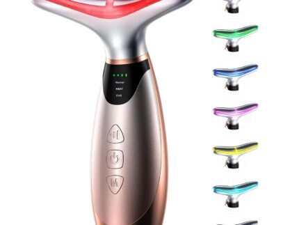 Pedete Facial Massager, 7 Colors Red Light Therapy for Face and Neck,Silver