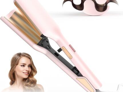 Waver Hair Tool,Mini Waver Curling Iron，Curling Iron Hair Crimper Waver，Ionic Deep Waver Curling Wand with Ceramic 2 Barrel for Women，Double Voltage, Easy to Use, Pink, 1.25 Inch
