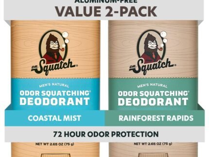 Dr. Squatch Natural Men’s Deodorant, Aluminum Free Deodorant Men (2-Pack)
