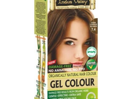 Indus Valley Brown Hair Dye, Dark Brown Organic Gel Hair Colour Dark Copper Blonde 7.4, Safer Alternative to Ammonia, Peroxide & Chemical Colours, Up to 100% Grey Coverage, Lasts 28 Shampoos