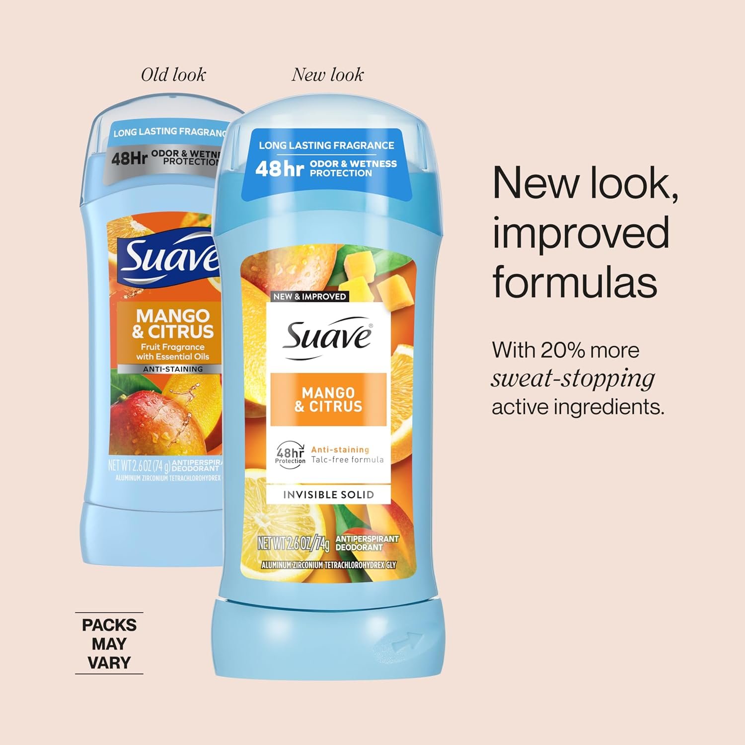 1789804329 Suave Antiperspirant Deodorant For Women Invisible Underarm Deodorant 48hr Odor Wetness Protection Mango Citrus Sensitive Skin Deodorant Solid Stick 2.6 oz 12 Bulk Pack