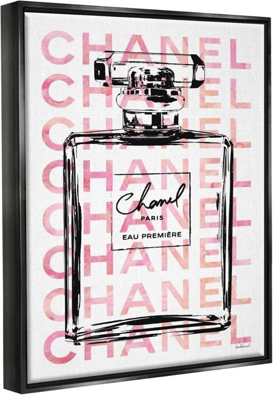 1789808188 Glam Perfume Bottle Brand Text Floating Frame Canvas Art