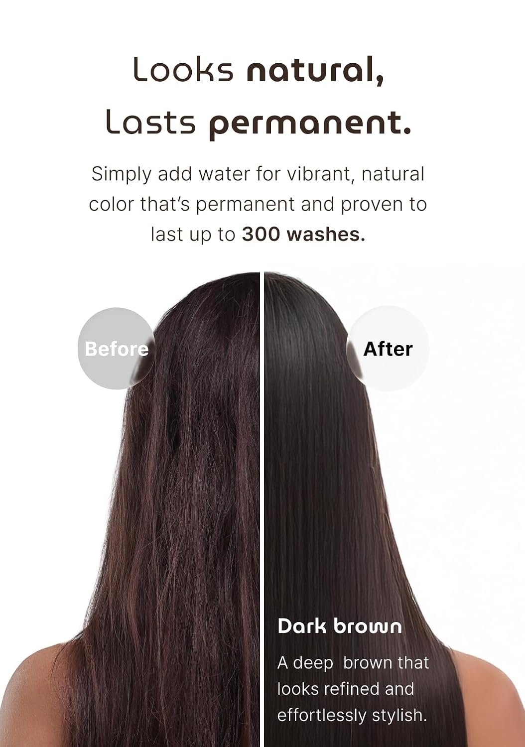 1789812016 Korean Permanent Hair Dye Powder Hair Color Kit Dark Brown Gray Hair Coverage Plant Based Formula Easy Application for Roots Short Long Hair Vegan Just Mix with Water 3 Powder Packets