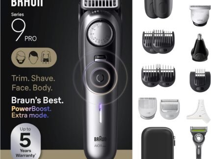 Braun All-in-One Series 9 PRO Men's Electric Beard Trimmer, Hair Clipper, Shaver & Razor for Face, Hair & Body, AIO 9570 with Gillette Labs Razor, Cordless