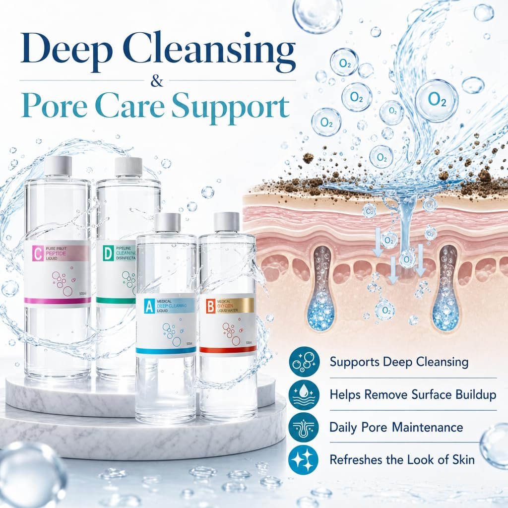 1789816465 Aqua Peeling Solution for Professional Hydrodermabrasion System for Deep Cleansing Machine Use Oxygen Bubble Skin Care Solution SetAt Home Spa Care for All Skin Type
