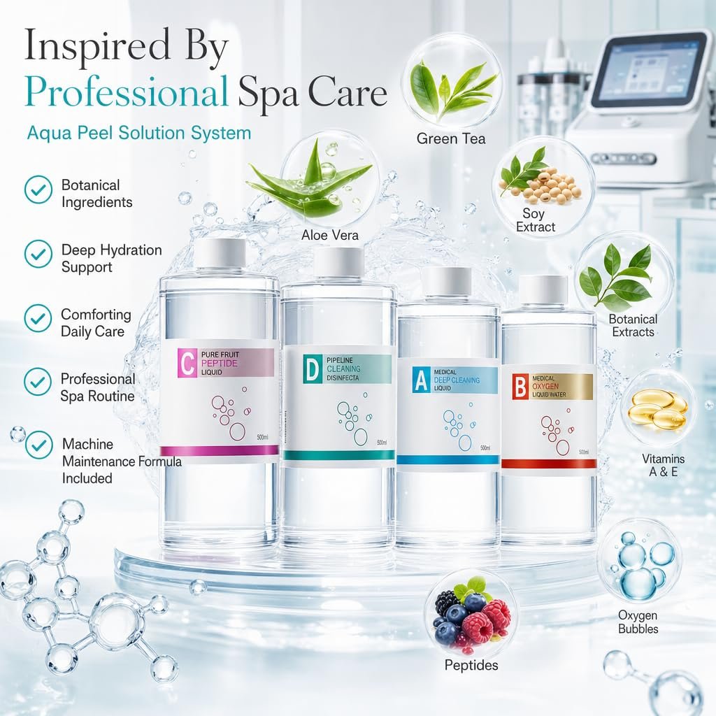 1789816468 Aqua Peeling Solution for Professional Hydrodermabrasion System for Deep Cleansing Machine Use Oxygen Bubble Skin Care Solution SetAt Home Spa Care for All Skin Type