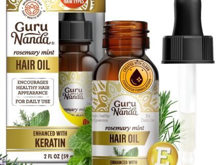 GuruNanda Rosemary Mint for Hair Growth with Keratin & Vitamin E Oil – Encourages Scalp, Shine & Hair Strengthening- 100% Natural, Cruelty-Free, 2oz