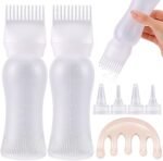 Pimoys Root Comb Hair Dye Oil Applicator Bottles For Scalp Brush, White
