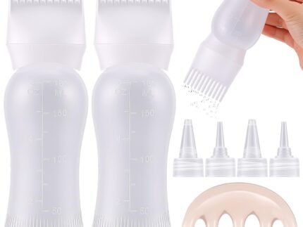 Pimoys Root Comb Hair Dye Oil Applicator Bottles For Scalp Brush, White