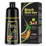 KAISASA Black Hair Dye Shampoo 3 in 1 for Gray Hair, Hair Color Shampoo for Women Men Grey Hair Coverage 500ml (Black)