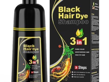 KAISASA Black Hair Dye Shampoo 3 in 1 for Gray Hair, Hair Color Shampoo for Women Men Grey Hair Coverage 500ml (Black)