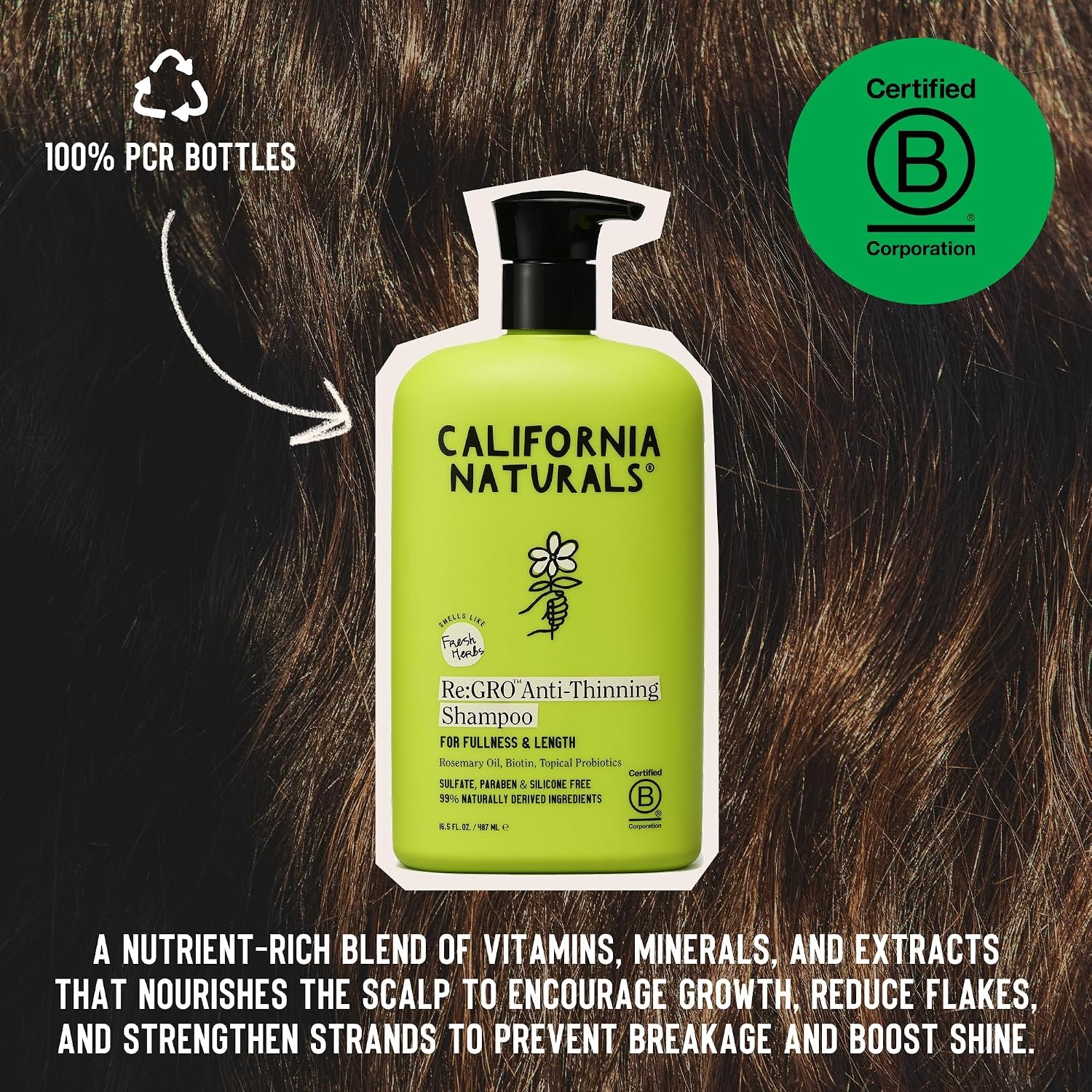 1789902552 California Naturals ReGRO Shampoo for Hair Growth Support Scalp Hair Care with Biotin All Hair Types Vegan Natural Cruelty Free Silicone Paraben Sulfate Free 16.5 oz