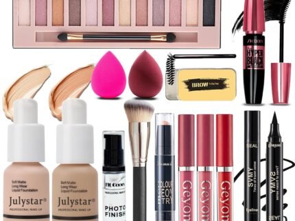 All in One Makeup Kit for Women Full Kit, Makeup Set 12 Colors Eyeshadow, Foundation & Primer, Lipsticks, Eyeliner, Mascara, Contour Stick, Brow Soap, Brush & Sponge, Make Up Gift Set for Women, Teens