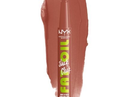 NYX PROFESSIONAL MAKEUP Fat Oil Slick Click, Lightweight, Buildable Pigmented Vegan Lip Balm – Verified (Nude)