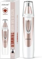 Ear and Nose Hair Trimmer Clipper – 2026 Professional Painless Eyebrow & Facial Hair Trimmer for Men Women, Battery-Operated Trimmer with IPX7 Waterproof, Dual Edge Blades for Easy Cleansing Pink