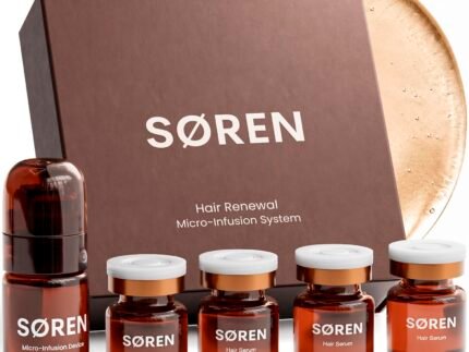 SØREN Micro Infusion Hair Renewal System by SOREN – Saw Palmetto & Peptide Scalp Treatment Kit | Supports Fuller, Thicker-Looking Hair | Gold Microinfuse Applicator (1 Month Supply)