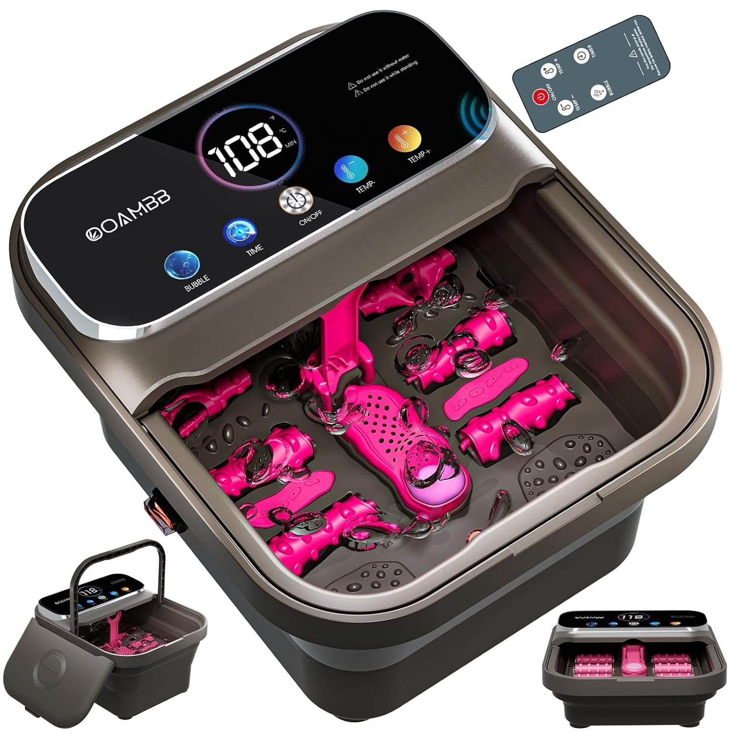 OOAMBB Collapsible Foot Spa Bath with Remote Control,Heat,Bubble,Timer OOAMBB Collapsible Foot Spa Bath with Remote Control,Heat,Bubble,Timer