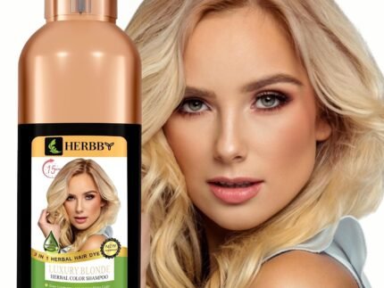 HERBBY Hair Color Shampoo for Gray Hair Coverage&Color Transform with 9 Herbal Extracts –Long Lasting(6-8 Weeks),Shiny,Evenly Colored,Instant Hair Dye Shampoo&Conditioner,500 Ml (LUXURY BLONDE COLOR)
