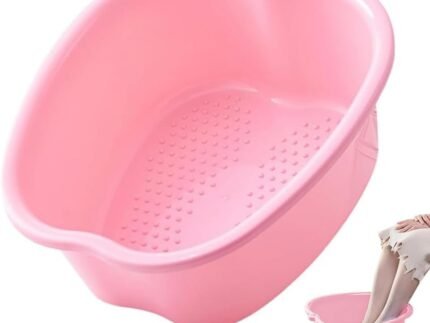 Foot Soaking Tub Large Size Foot Basin Sturdy Soaking Feet Bucket Massager Tub Exfoliation Callus Pedicure Foot Spa Bath Bucket for Women and Men (Pink)
