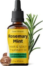 Seven Minerals, NEW Rosemary Oil for Hair Growth, Infused with Jamaican Black Castor Oil, Vitamin E, Mint & Natural Hair Strengthening Oils, Thicker, Longer, Softer Hair for Men & Women (2 fl oz)