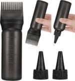 Pimoys Root Comb Hair Dye Oil Applicator Bottles For Scalp Brush, Black