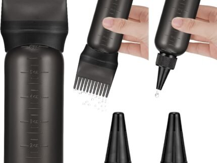 Pimoys Root Comb Hair Dye Oil Applicator Bottles For Scalp Brush, Black