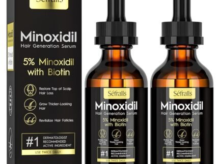 2-Pack 5% Minoxidil Hair Growth Serum for Men and Women, Hair Growth Treatment for Stronger, Thicker, and Longer Hair, Facial Hair Grooming and Thickening Solution