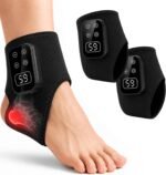 2 Pack Ankle Massager with Heat and Vibration, Cordless Foot Wraps, Black