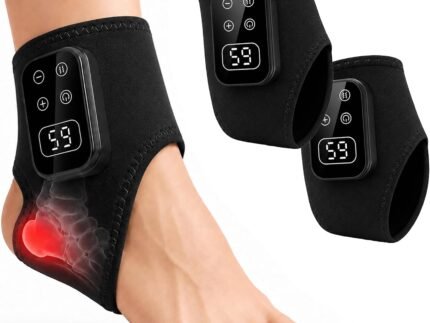 2 Pack Ankle Massager with Heat and Vibration, Cordless Foot Wraps, Black