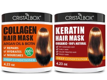2 Pack Collagen Hair Mask & Keratin Hair Mask,Keratin Hair Treatment,Repair Treatment Deep Conditioning Hair Treatment Mask for Damaged Hair,Hydrating Conditioner with Argan Oil for Dry Hair